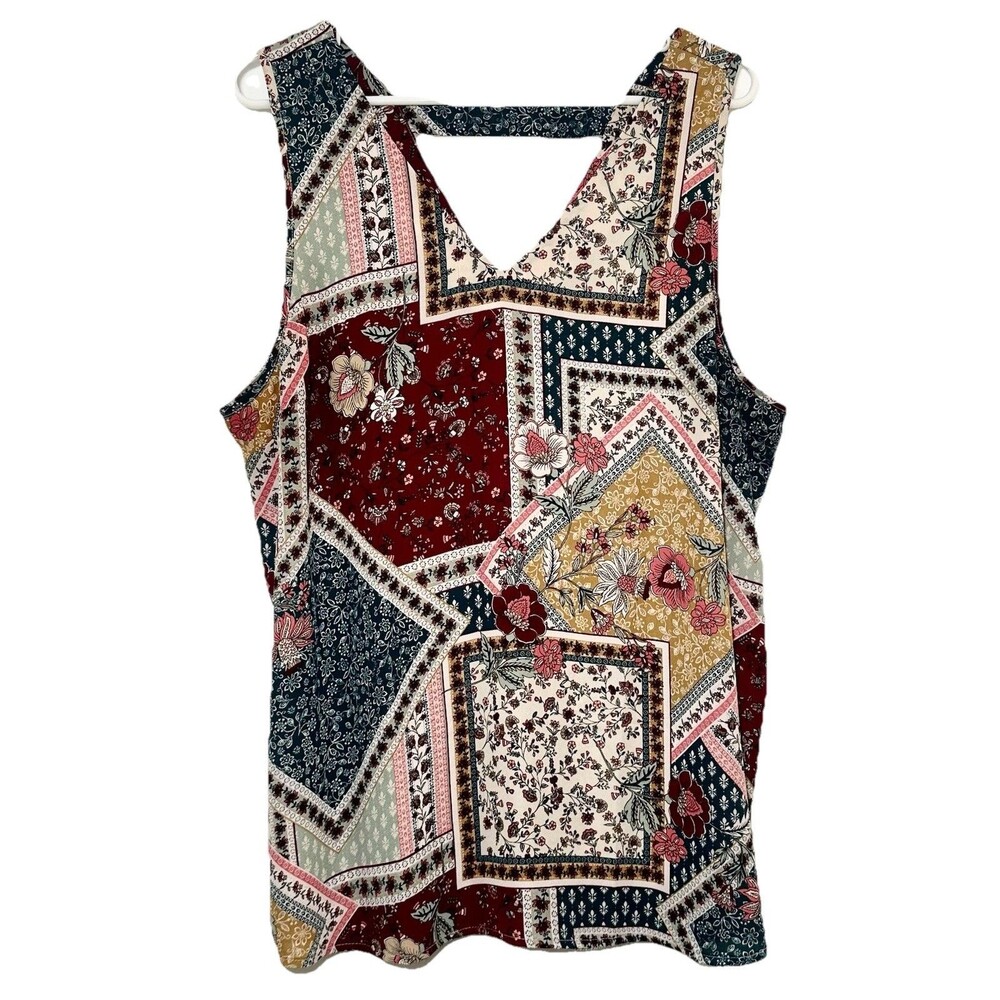 Maurices XXL Boho Patchwork Floral Sleeveless Tank Top Festival Cottagecore